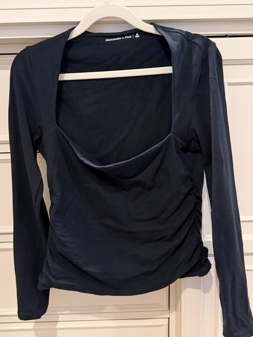 Abercrombie & Fitch Black Square-Neck Long Sleeve Top